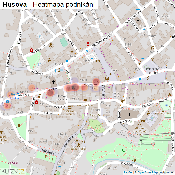 Mapa Husova - Firmy v ulici.