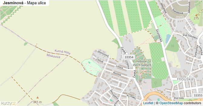 Jasmínová - mapa ulice