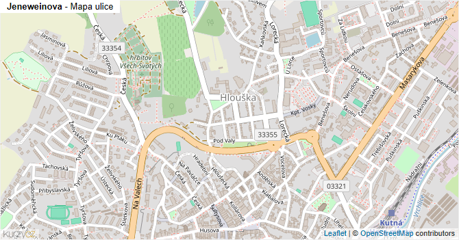 Jeneweinova - mapa ulice