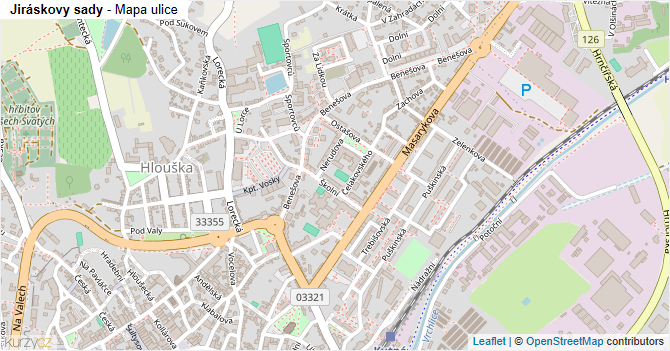 Jiráskovy sady - mapa ulice