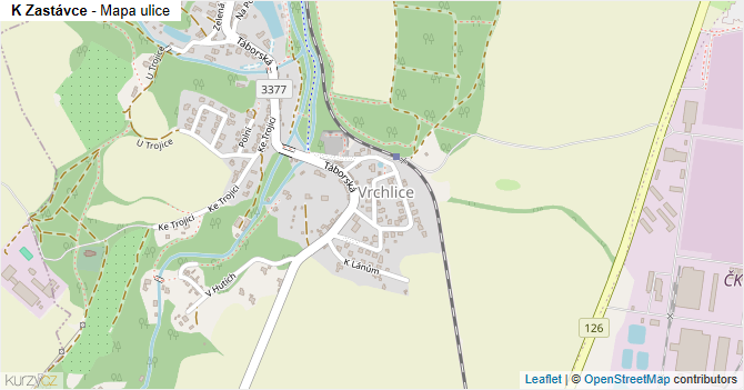 K Zastávce - mapa ulice