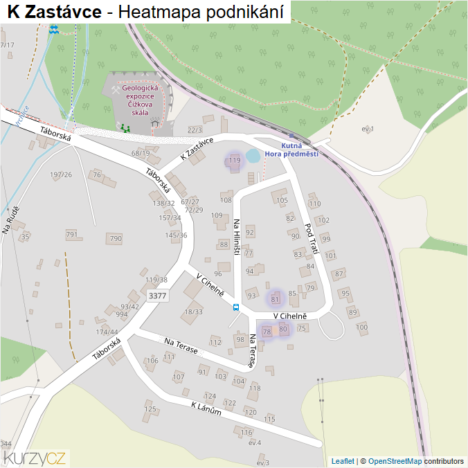 Mapa K Zastávce - Firmy v ulici.