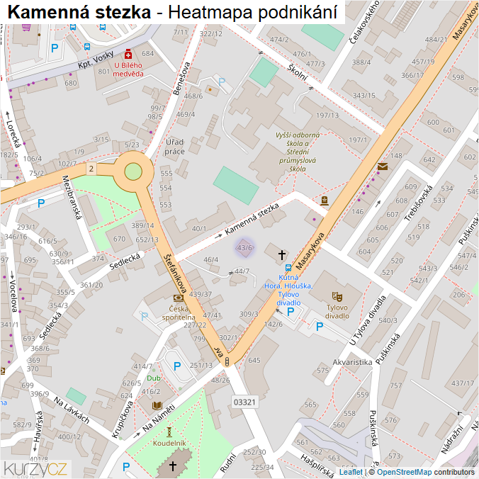 Mapa Kamenná stezka - Firmy v ulici.