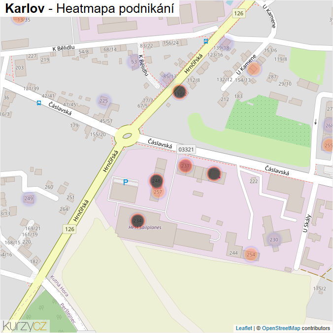 Mapa Karlov - Firmy v části obce.