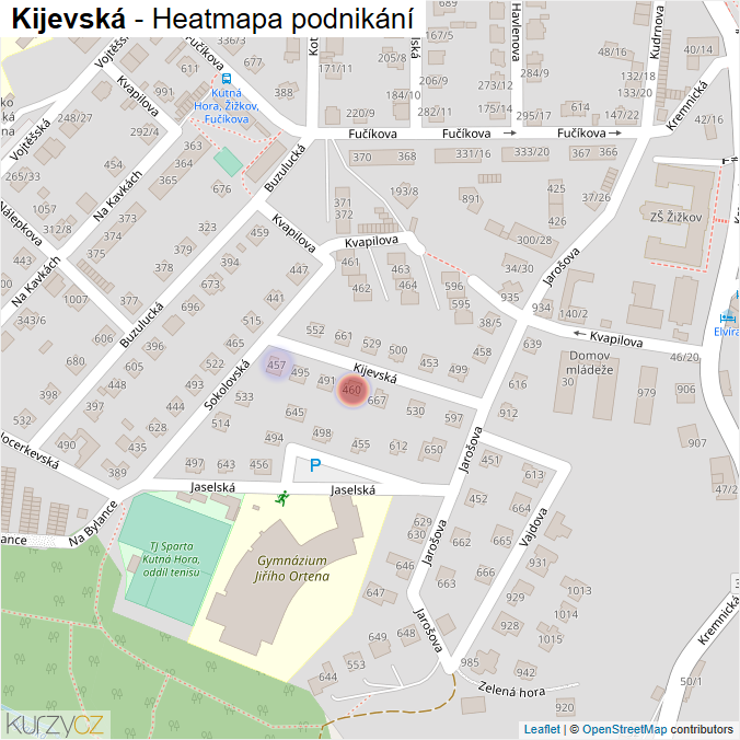 Mapa Kijevská - Firmy v ulici.