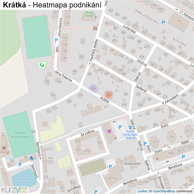 Mapa Krátká - Firmy v ulici.