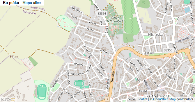 Ku ptáku - mapa ulice