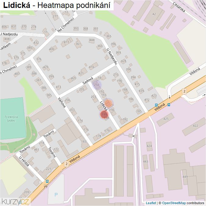 Mapa Lidická - Firmy v ulici.