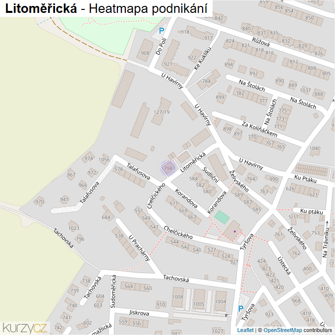 Mapa Litoměřická - Firmy v ulici.