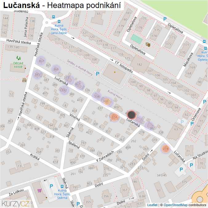 Mapa Lučanská - Firmy v ulici.