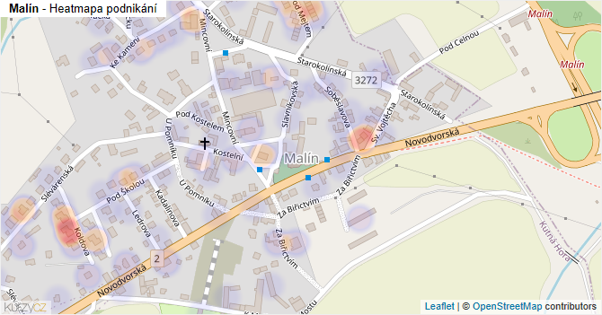 Malín - mapa podnikání