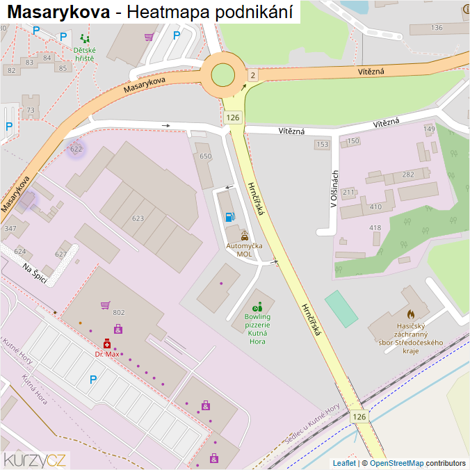 Mapa Masarykova - Firmy v ulici.