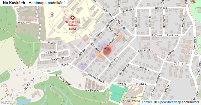 Na Kavkách - mapa podnikání