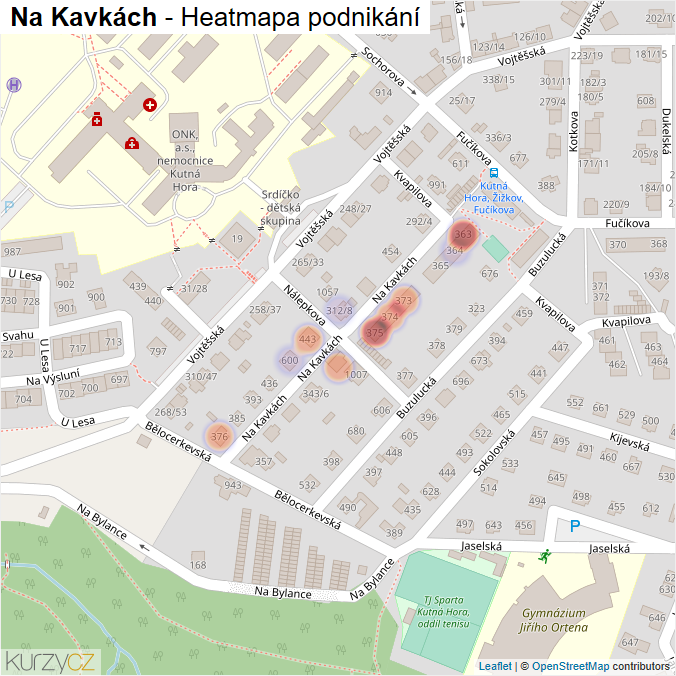 Mapa Na Kavkách - Firmy v ulici.