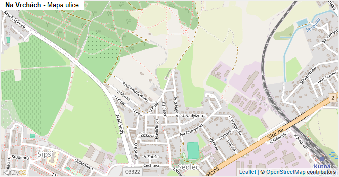 Na Vrchách - mapa ulice