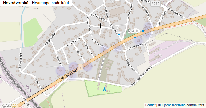 Novodvorská - mapa podnikání