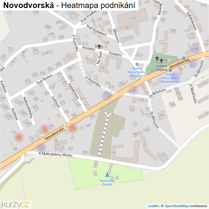 Mapa Novodvorská - Firmy v ulici.