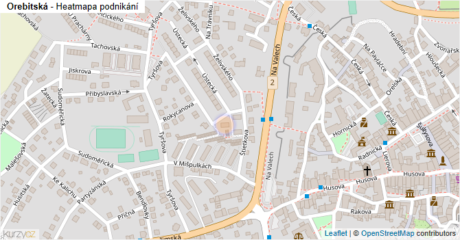 Orebitská - mapa podnikání