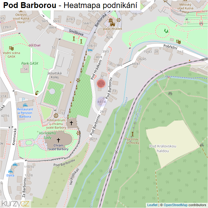 Mapa Pod Barborou - Firmy v ulici.