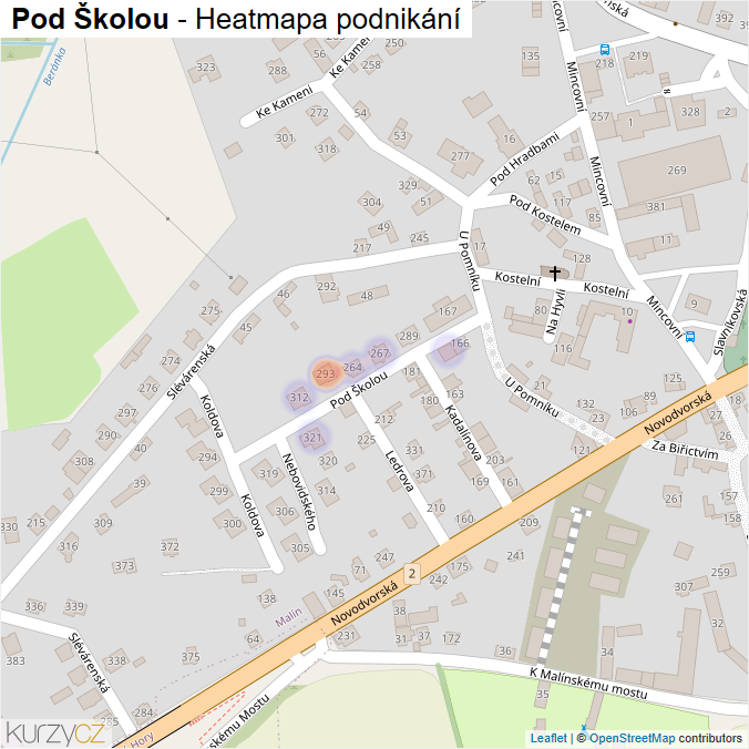 Mapa Pod Školou - Firmy v ulici.