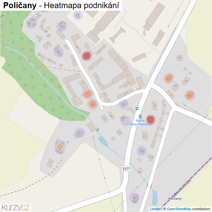 Mapa Poličany - Firmy v části obce.