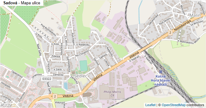 Sadová - mapa ulice
