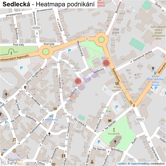 Mapa Sedlecká - Firmy v ulici.