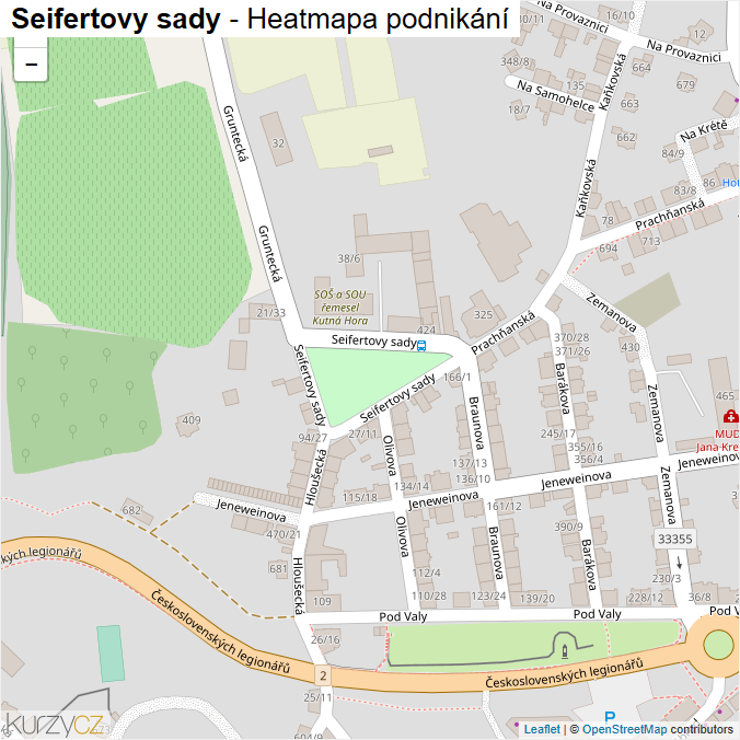 Mapa Seifertovy sady - Firmy v ulici.