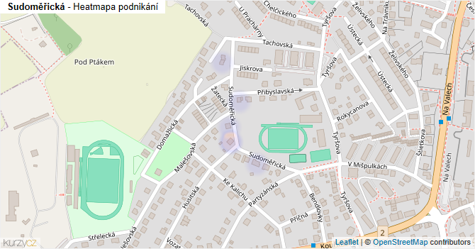 Sudoměřická - mapa podnikání