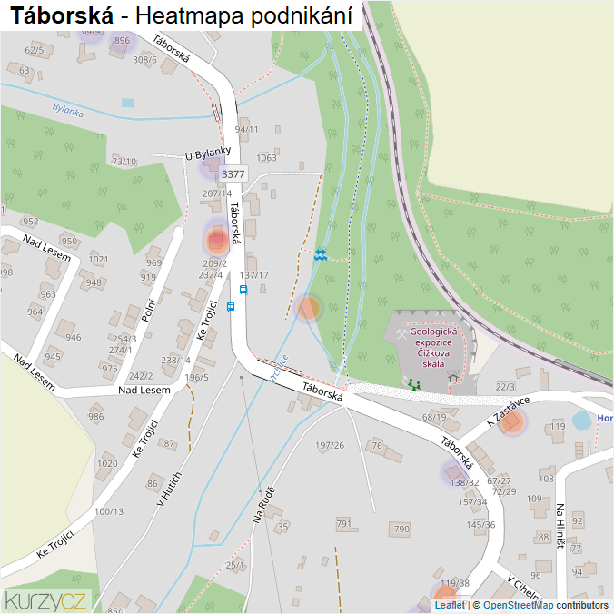 Mapa Táborská - Firmy v ulici.
