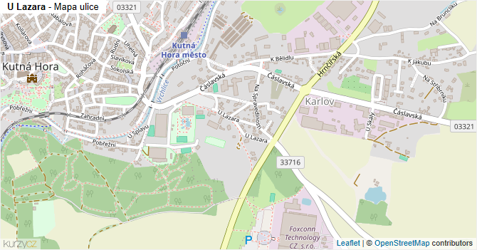 U Lazara - mapa ulice