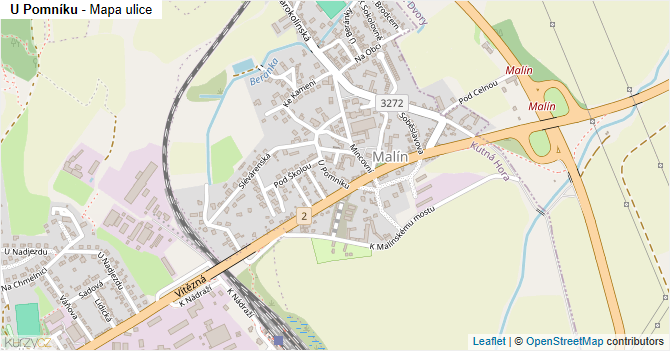 U Pomníku - mapa ulice