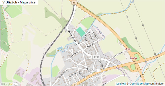 V Břízách - mapa ulice