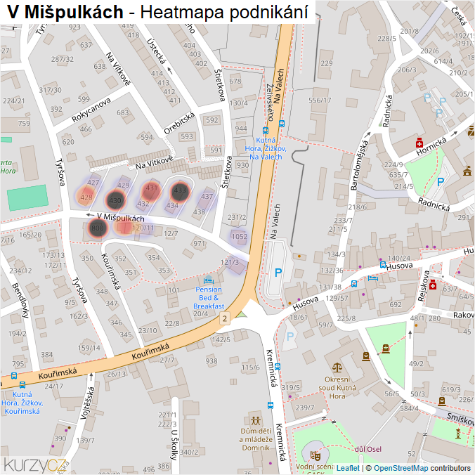 Mapa V Mišpulkách - Firmy v ulici.