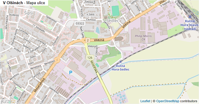 V Olšinách - mapa ulice