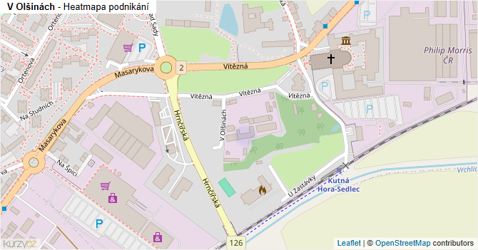 V Olšinách - mapa podnikání