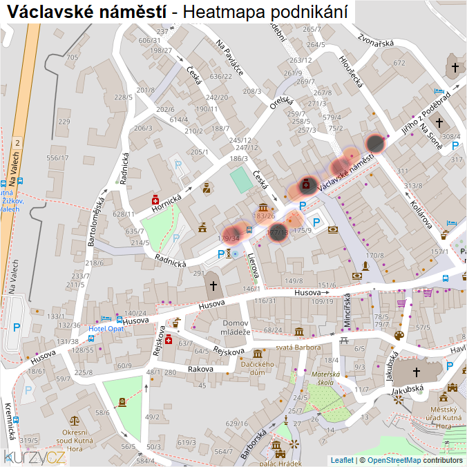 Mapa Václavské náměstí - Firmy v ulici.