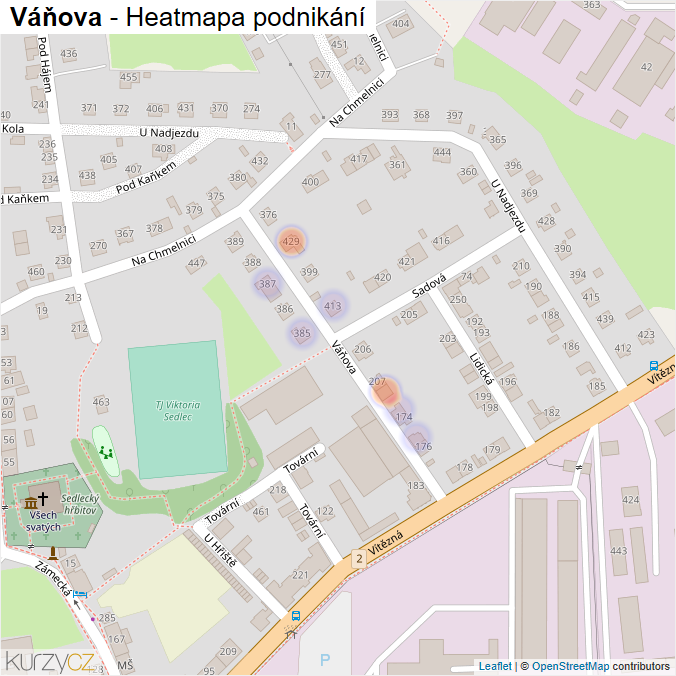 Mapa Váňova - Firmy v ulici.