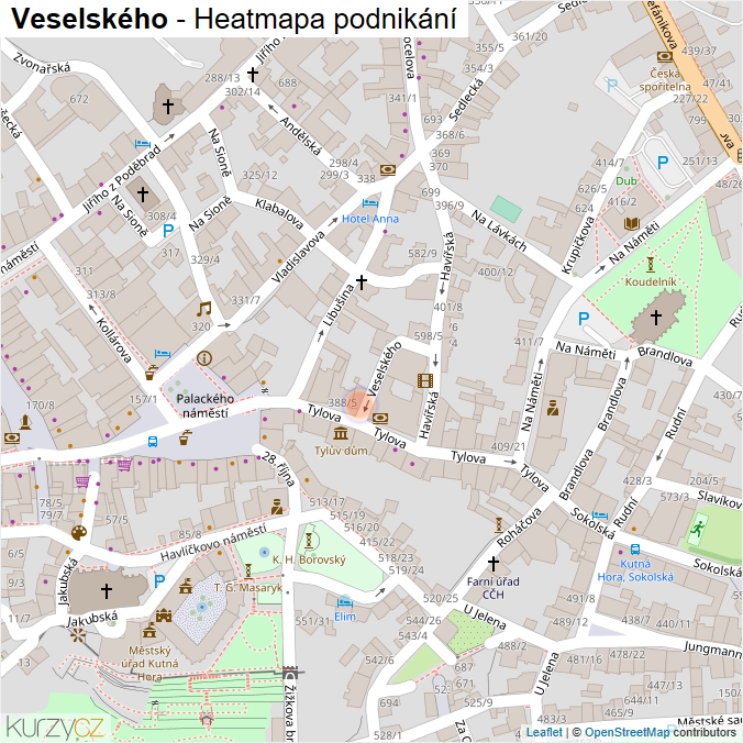 Mapa Veselského - Firmy v ulici.