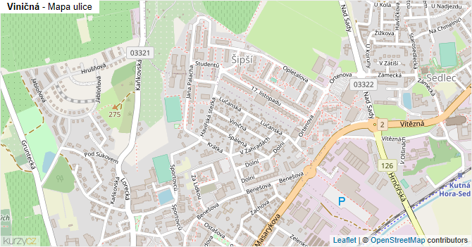 Viničná - mapa ulice