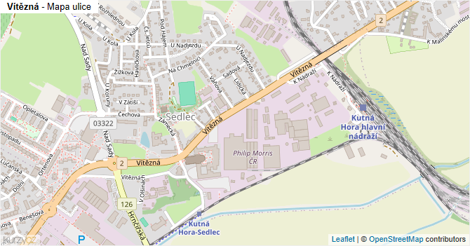 Vítězná - mapa ulice