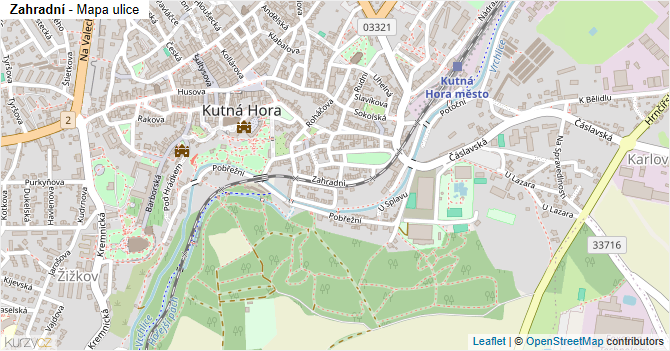 Zahradní - mapa ulice