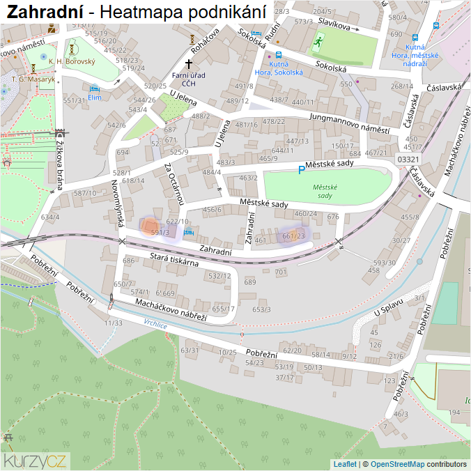 Mapa Zahradní - Firmy v ulici.