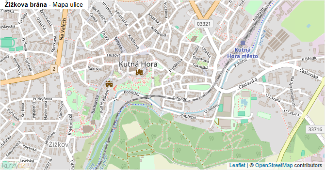 Žižkova brána - mapa ulice