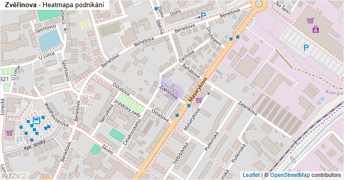 Zvěřinova - mapa podnikání