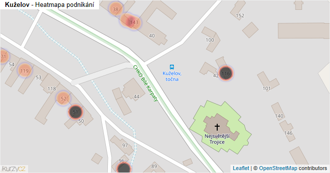 Kuželov - mapa podnikání