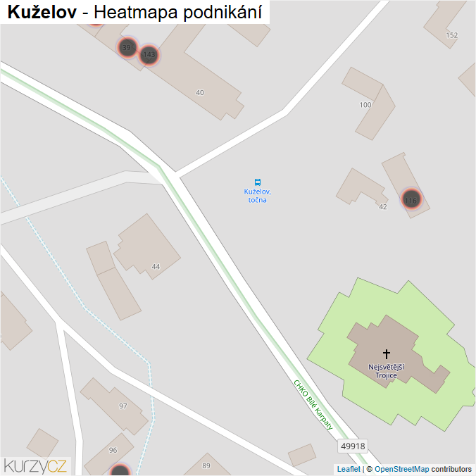 Mapa Kuželov - Firmy v obci.