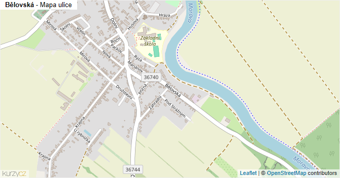 Bělovská - mapa ulice
