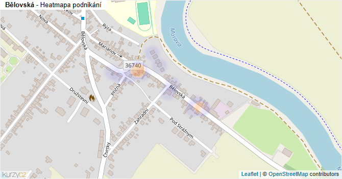 Bělovská - mapa podnikání