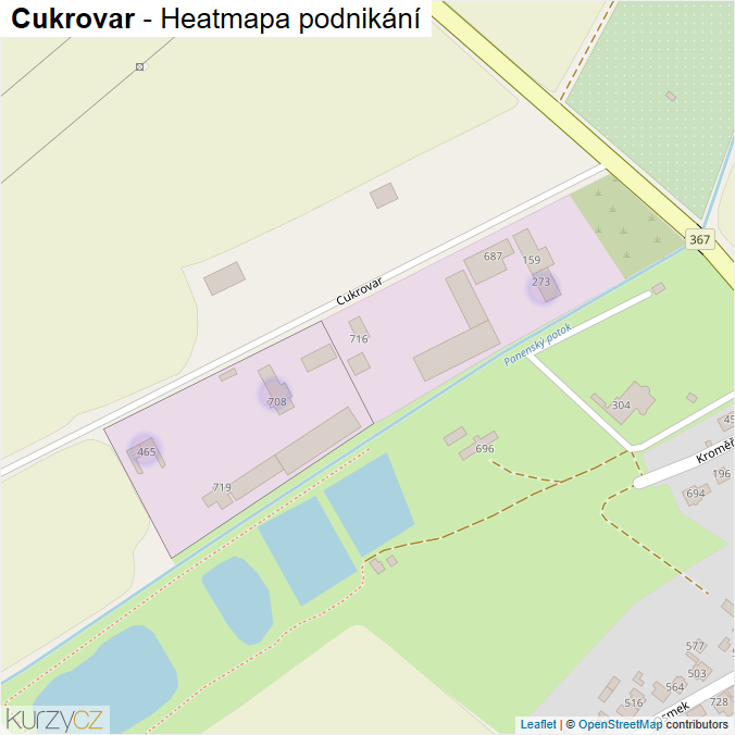 Mapa Cukrovar - Firmy v ulici.
